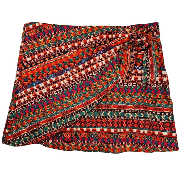 Zara Girls Wrap Front Skirt, 13/14, Red Multi Color - Picture 1 of 8